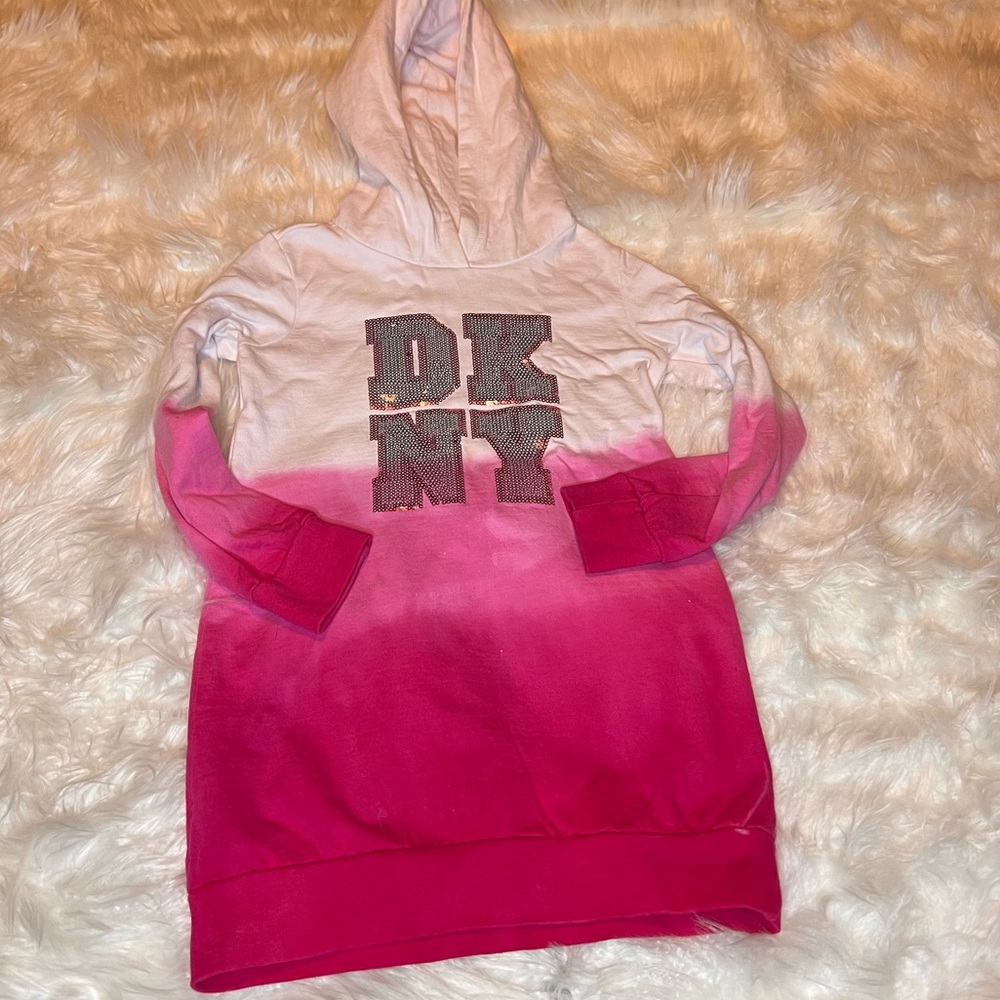Toddler girl DKNY size 3T long sleeve Hoodie dress excellent condition